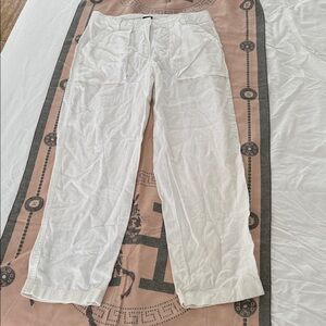 J. Crew White Linen Blend Relaxed Pants
